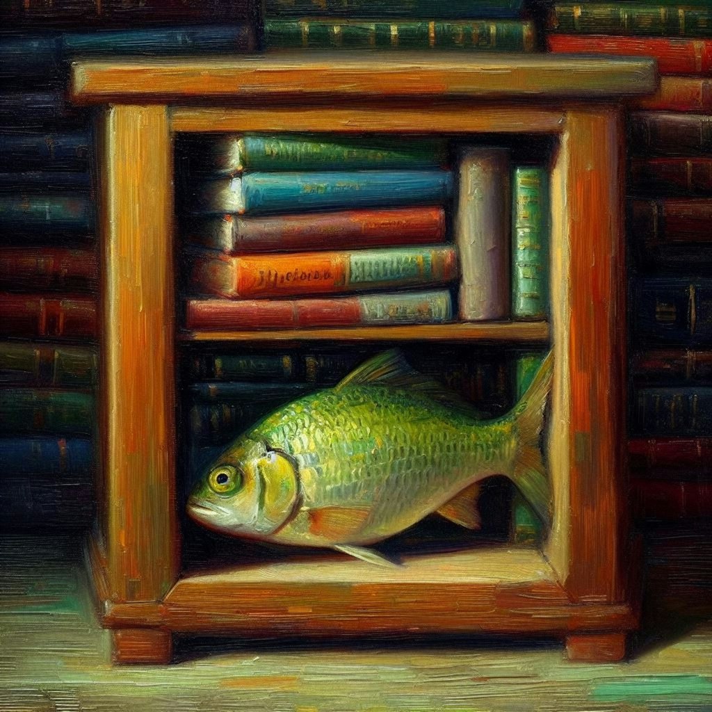 Fish in bookcase (1)