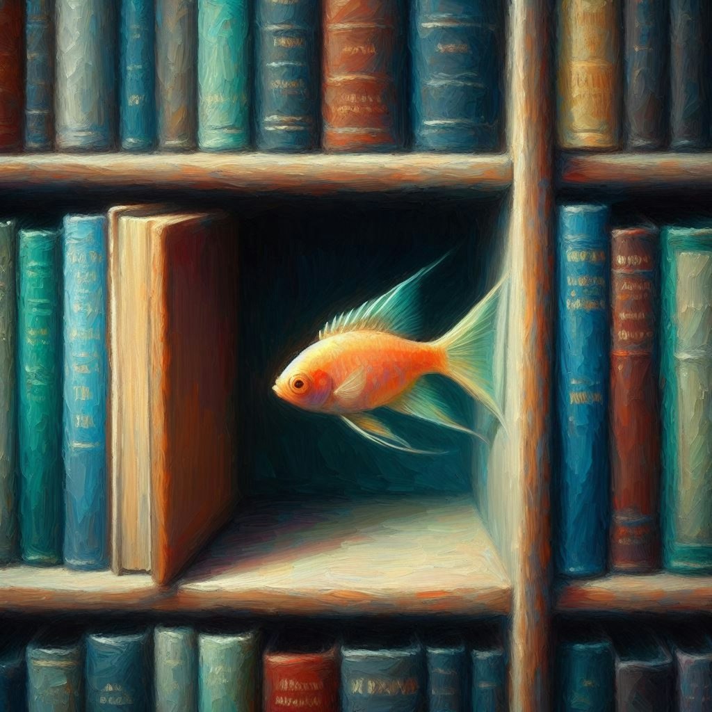 Fish in bookcase (1)