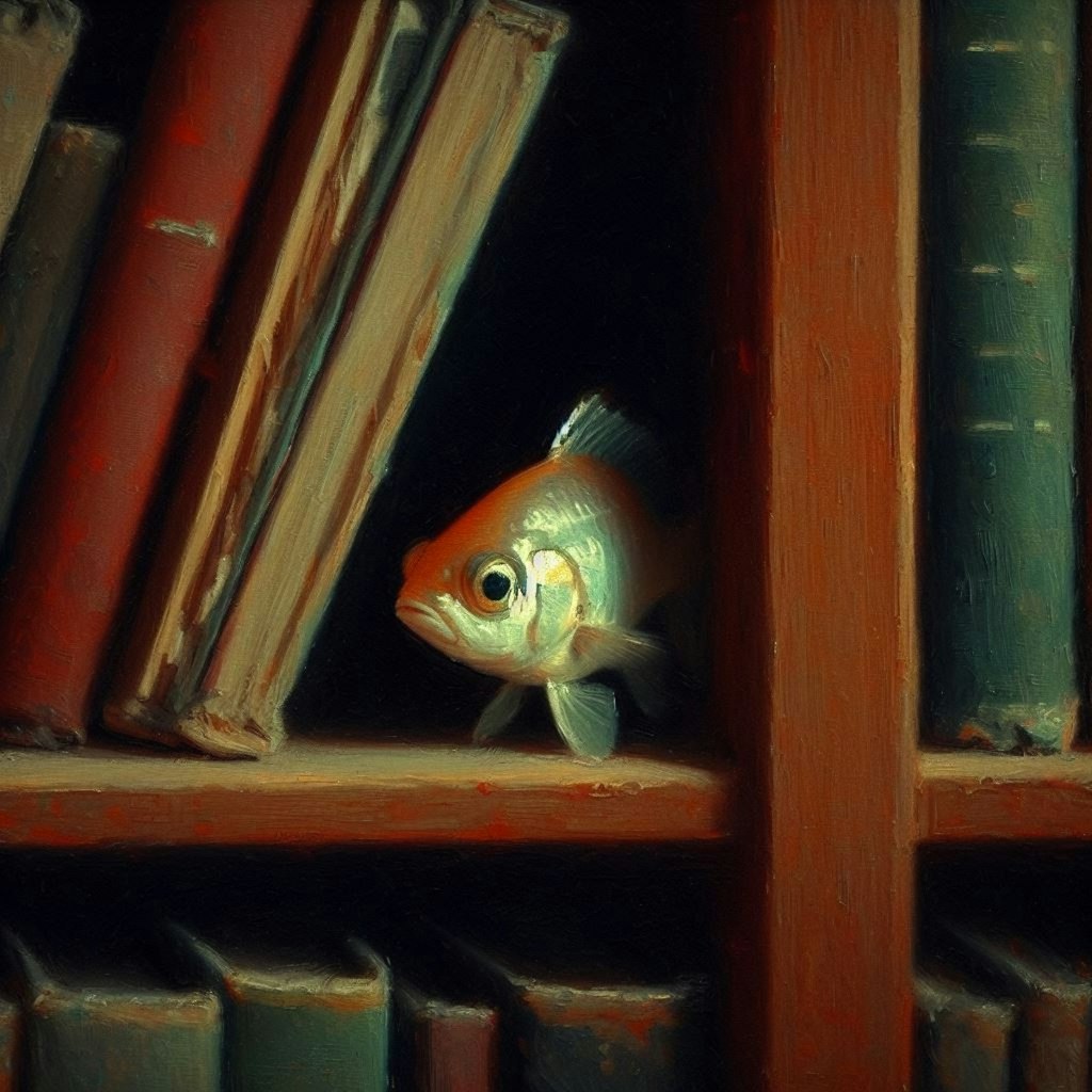 Fish in bookcase (1)