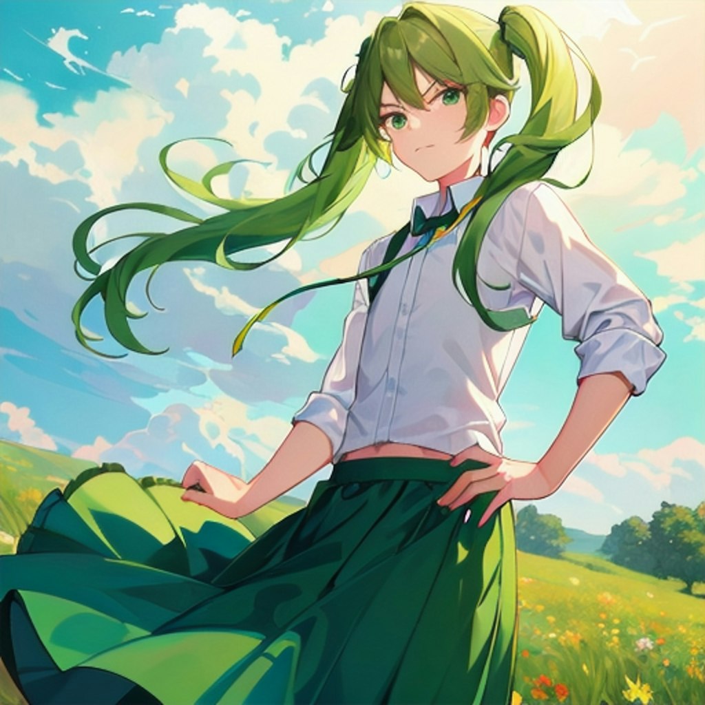 green twintails