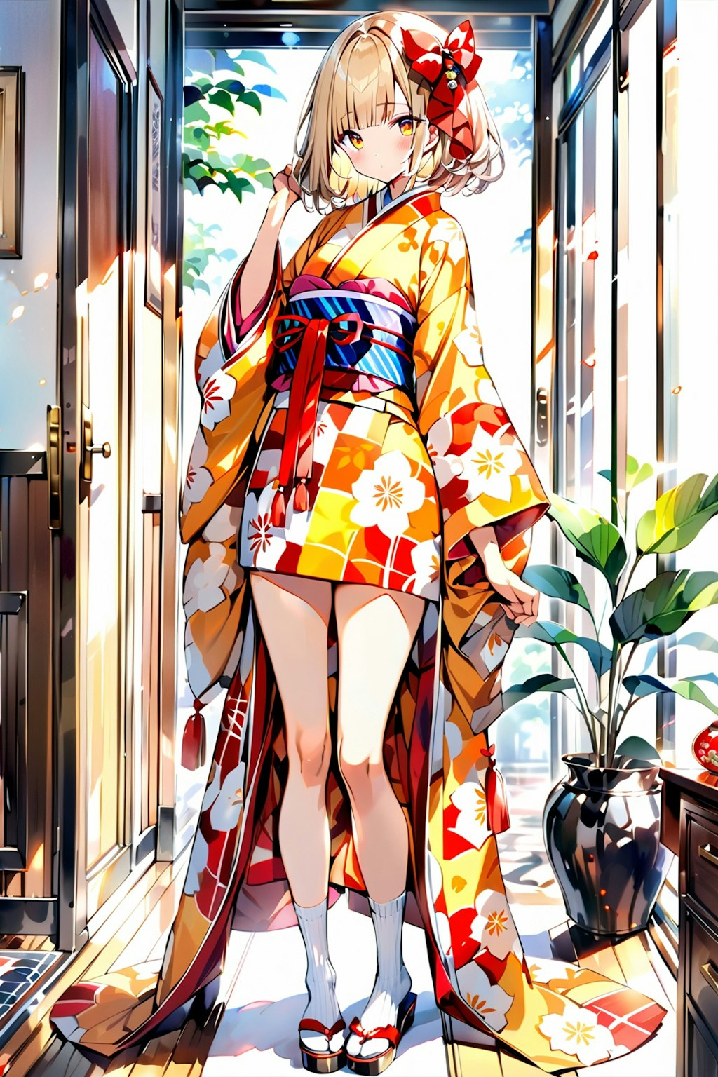 short kimono girl