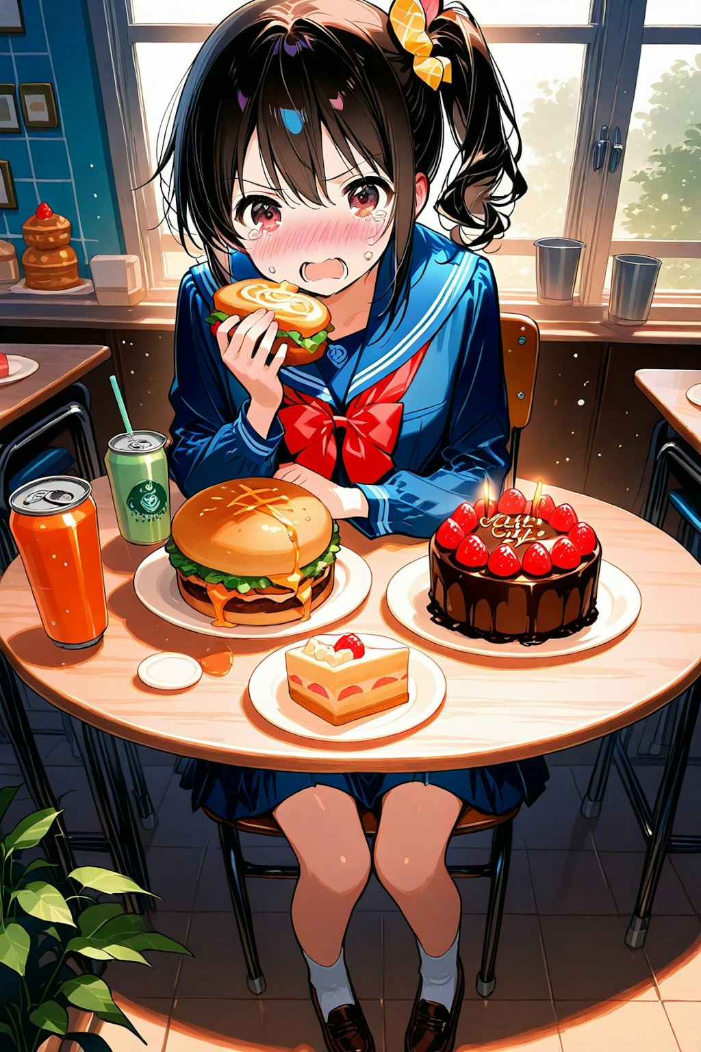 チキショー、ヤケ食いだ！