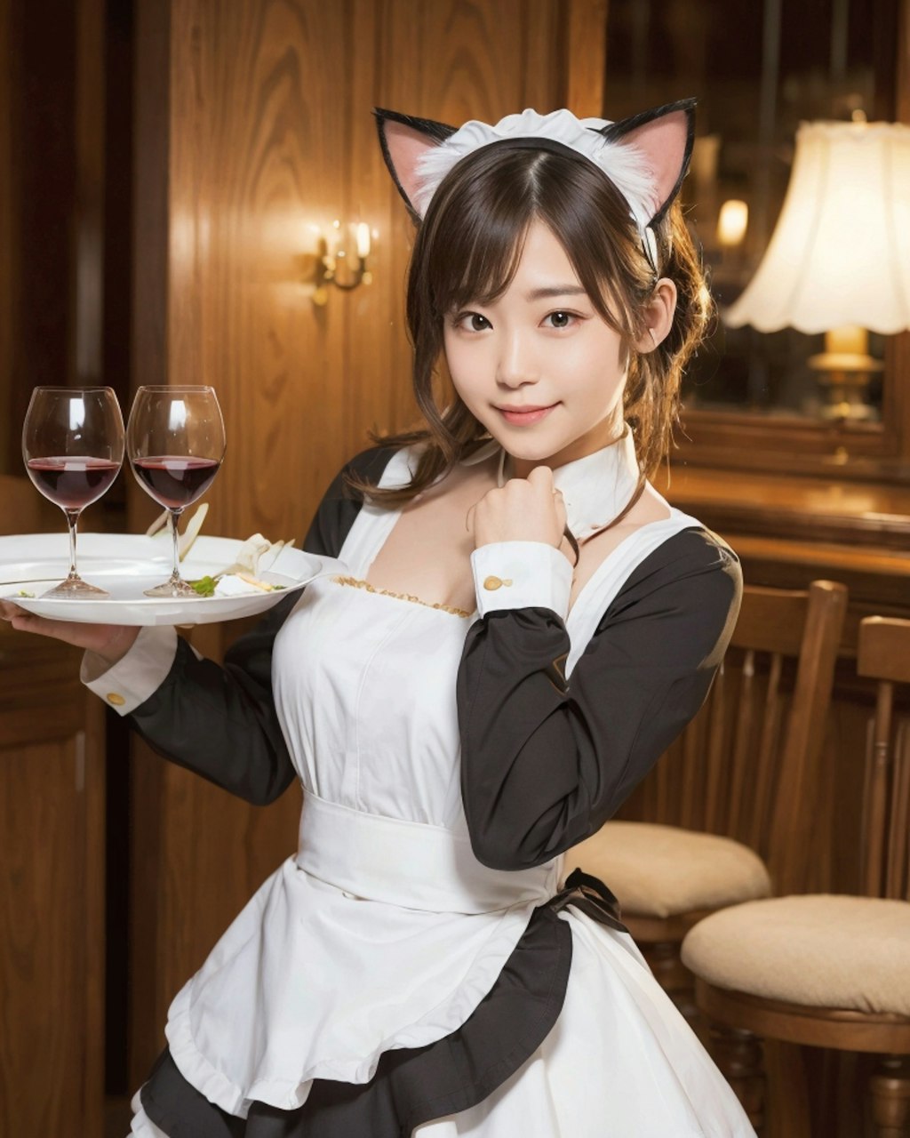 メイドが人気のフォトタグなのでメイド服ガールを生成しなければならないと思いつつ、蛇足と言われても＋ネコ耳つきがデフォルトではなかろうか？　と考えてしまう私はきっと何かに毒されているかもで１００文字です