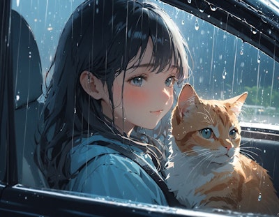 雨の日は猫とドライブ
