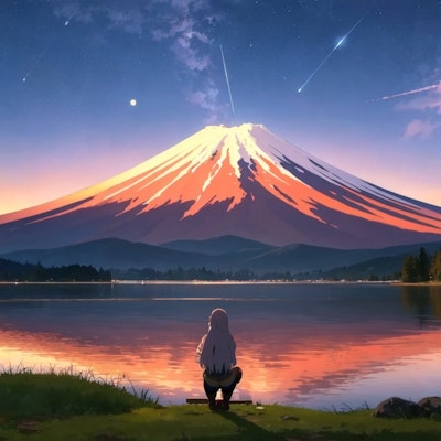 富士山の見えるキャンプ場(銀髪普段着)_20231212