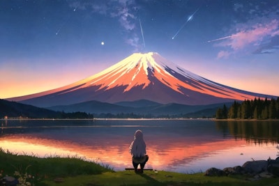 富士山の見えるキャンプ場(銀髪普段着)_20231212