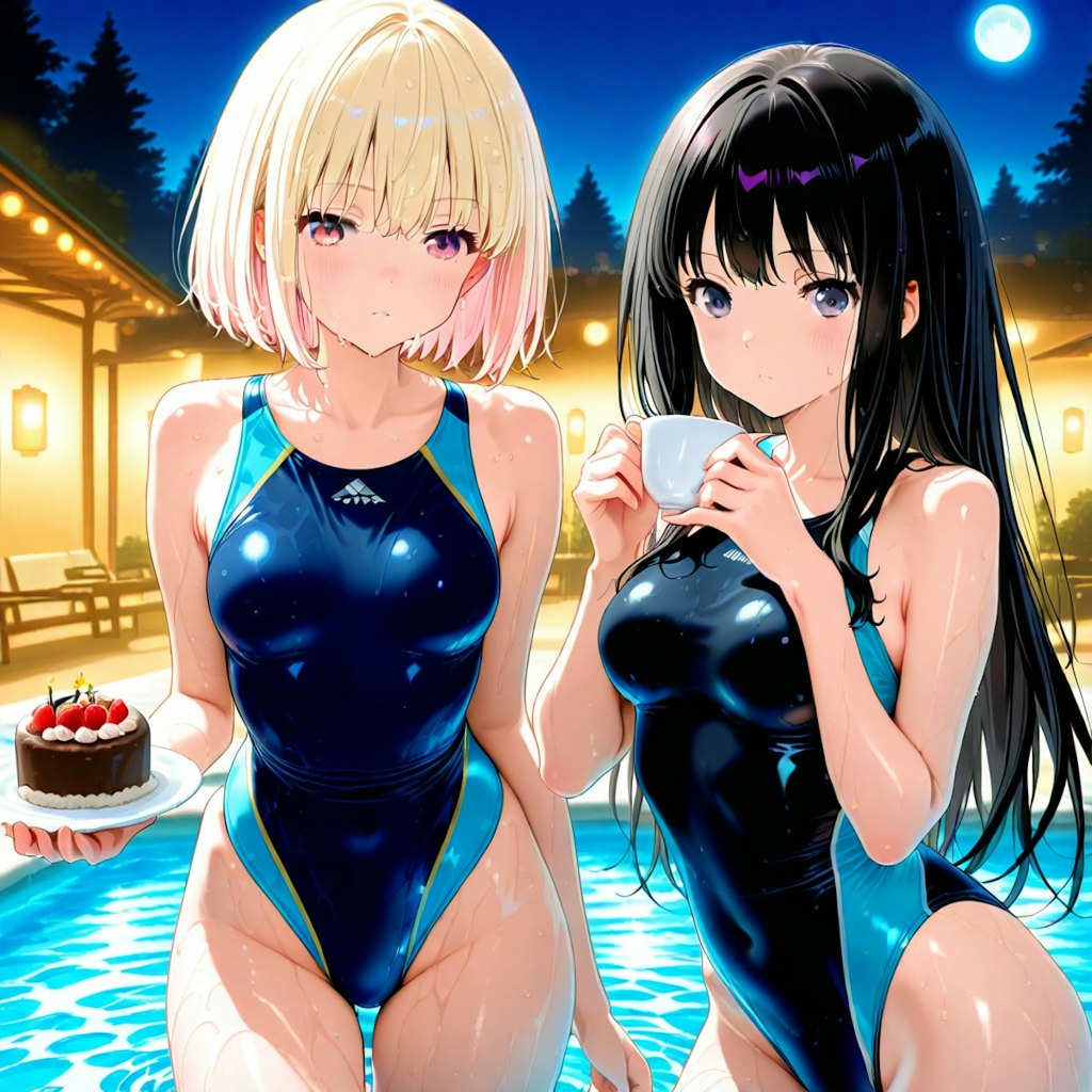 競泳水着のちさたきコンビ