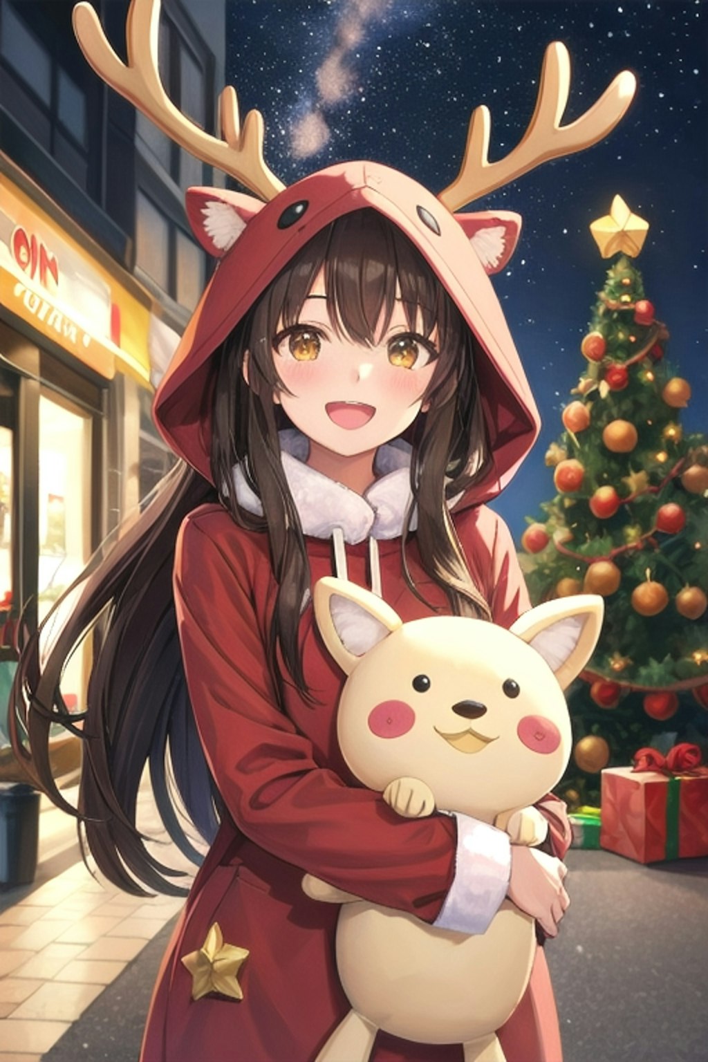 トナカイフードサンタコスのなごちゃん🦌🎅🏻🎄.*