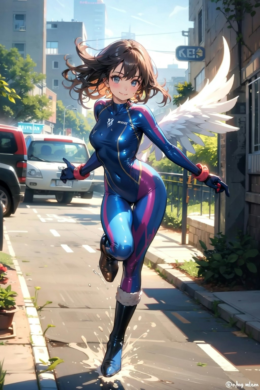 Skintight angel in the street