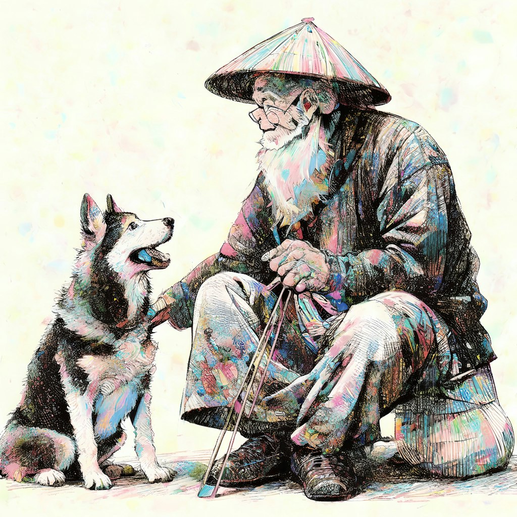 老人と犬