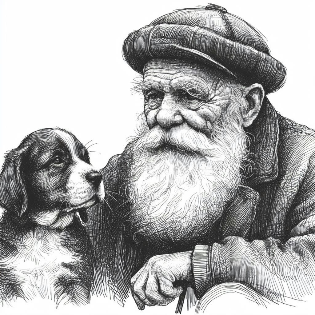 老人と犬