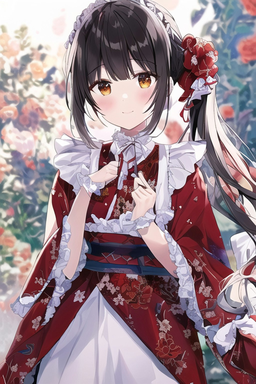 Flower Print Red Maid