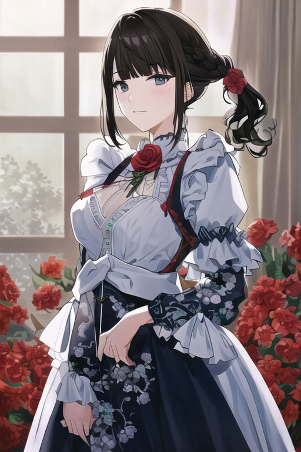 Flower Print Red Maid