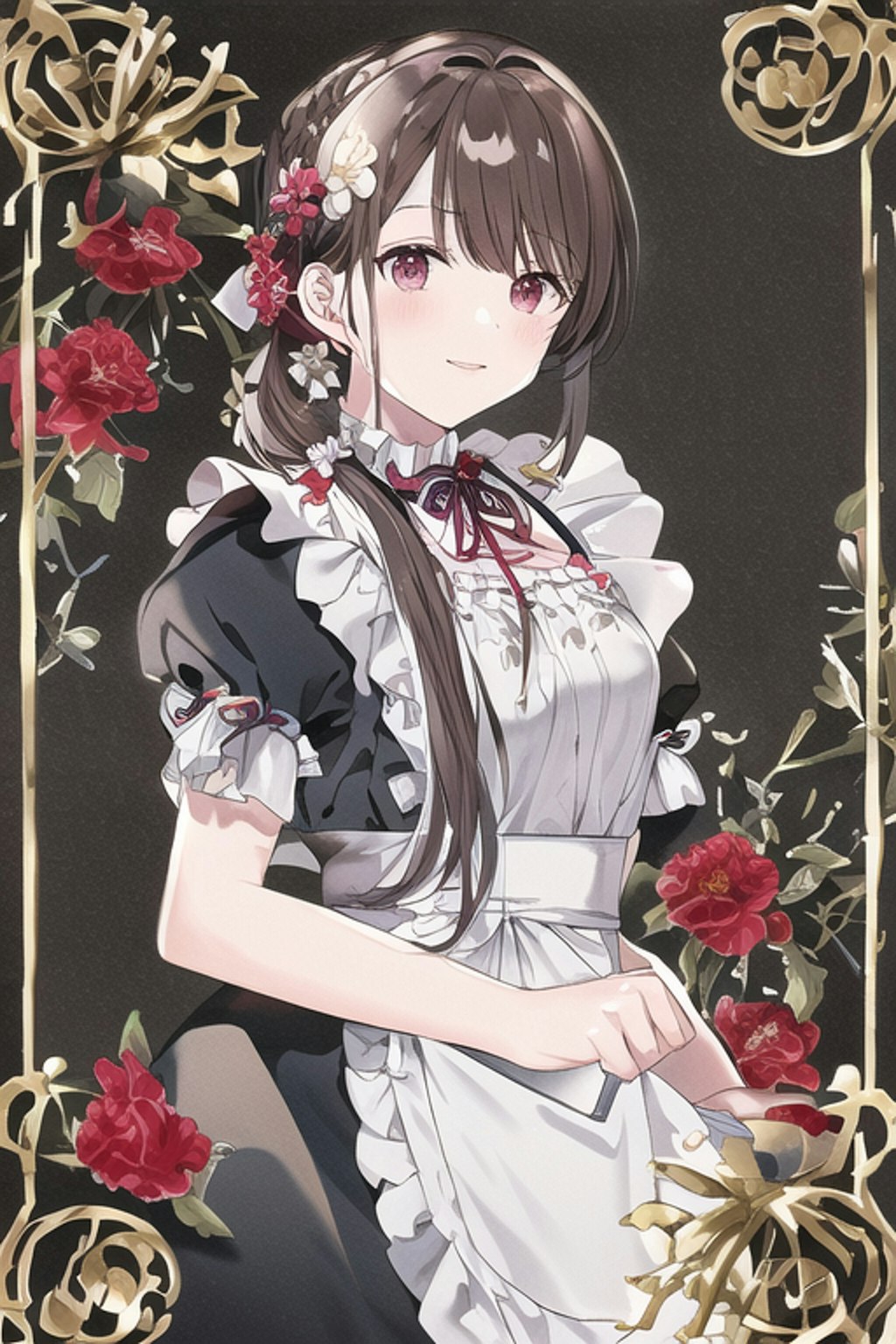 Flower Print Red Maid