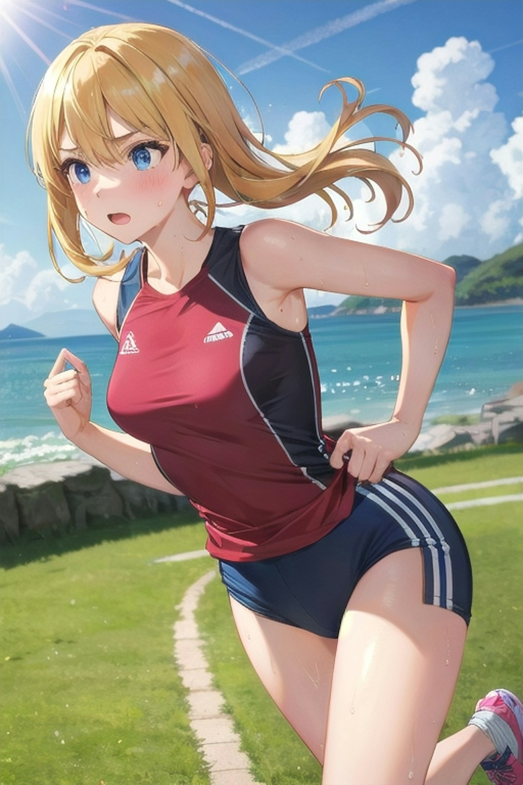 jogging along the coast