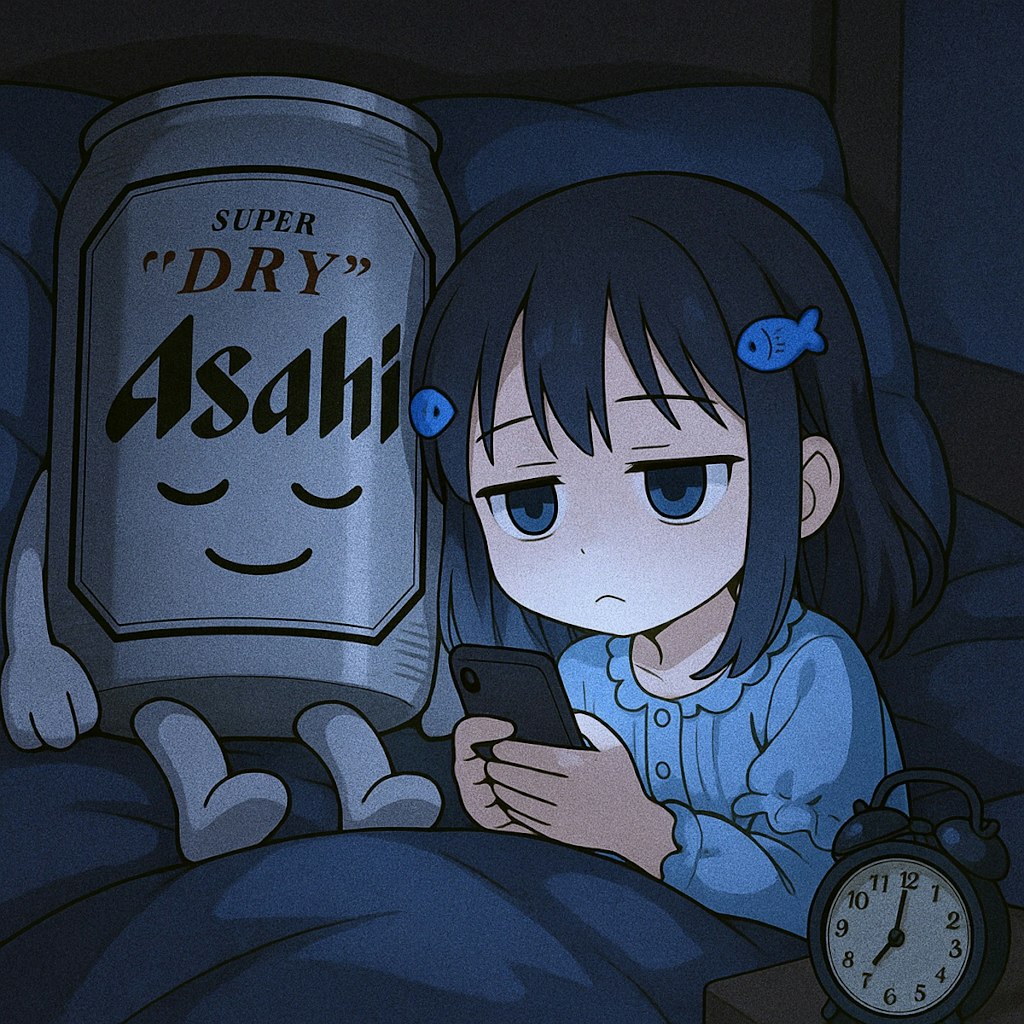 夜目が覚めて眠れない小さな女の子