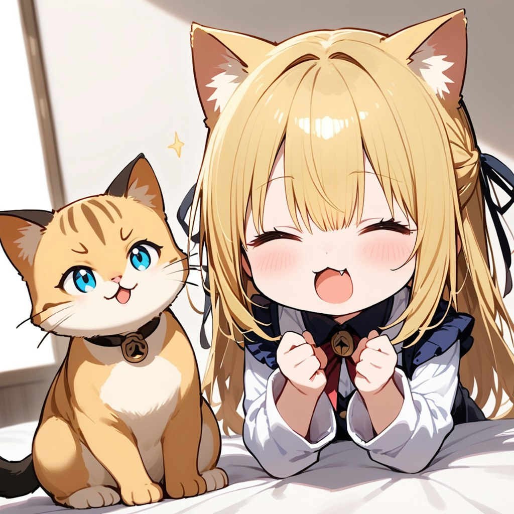 ちちぷいでおっきい猫と女の子