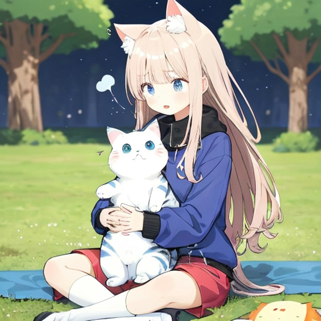 ちちぷいでおっきい猫と女の子