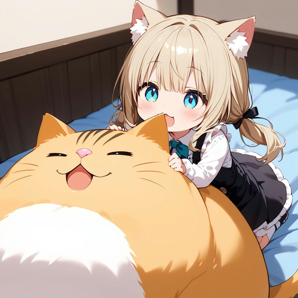 ちちぷいでおっきい猫と女の子