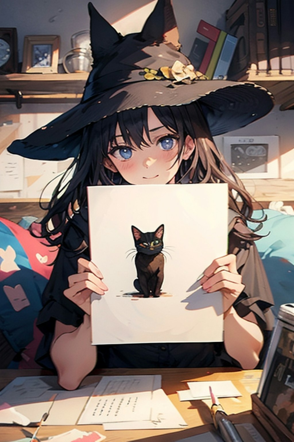 猫を描いてもらった