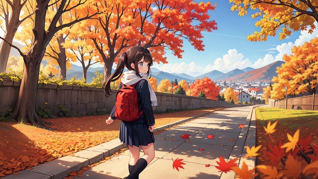 秋の通学路