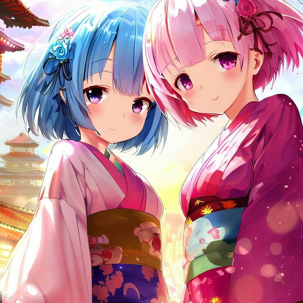 和服を着たレム＆ラム