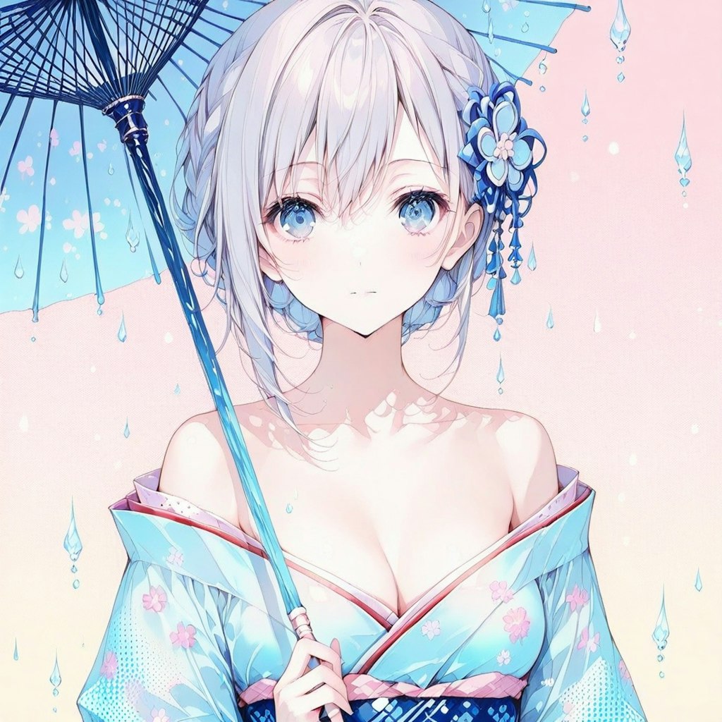 和傘と雨雫