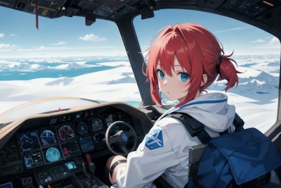 Girl piloting an airplane 2