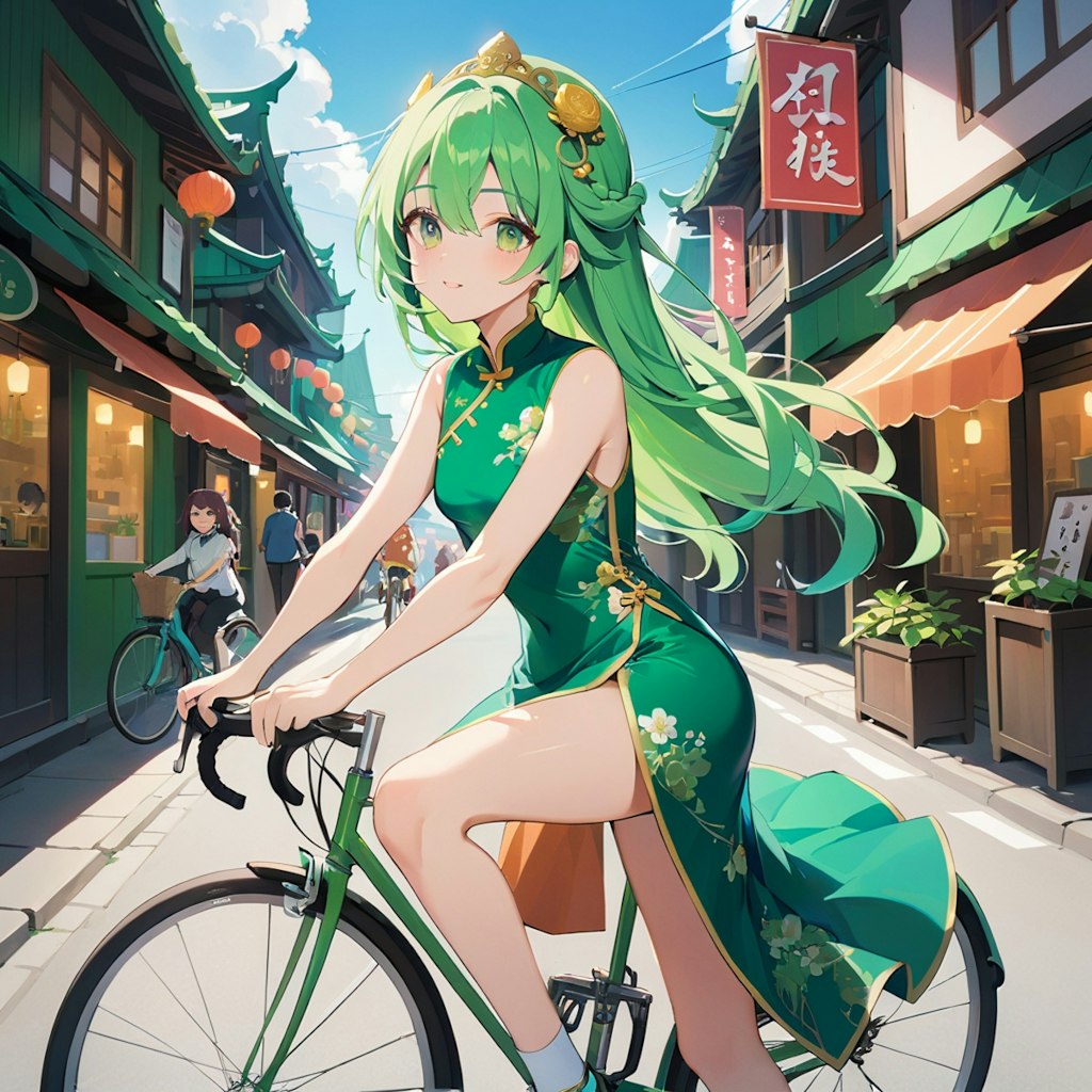 翠玉都市、サイクリング_EMERALDちゃん