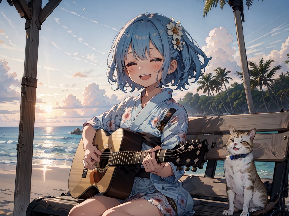 小さい頃の思い出(夕暮れと海と歌とギターと猫と…) | chichi-pui（ちち