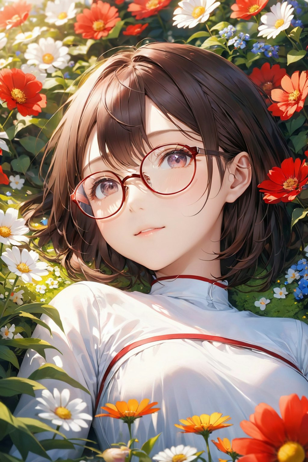眼鏡女子 楓のお花畑