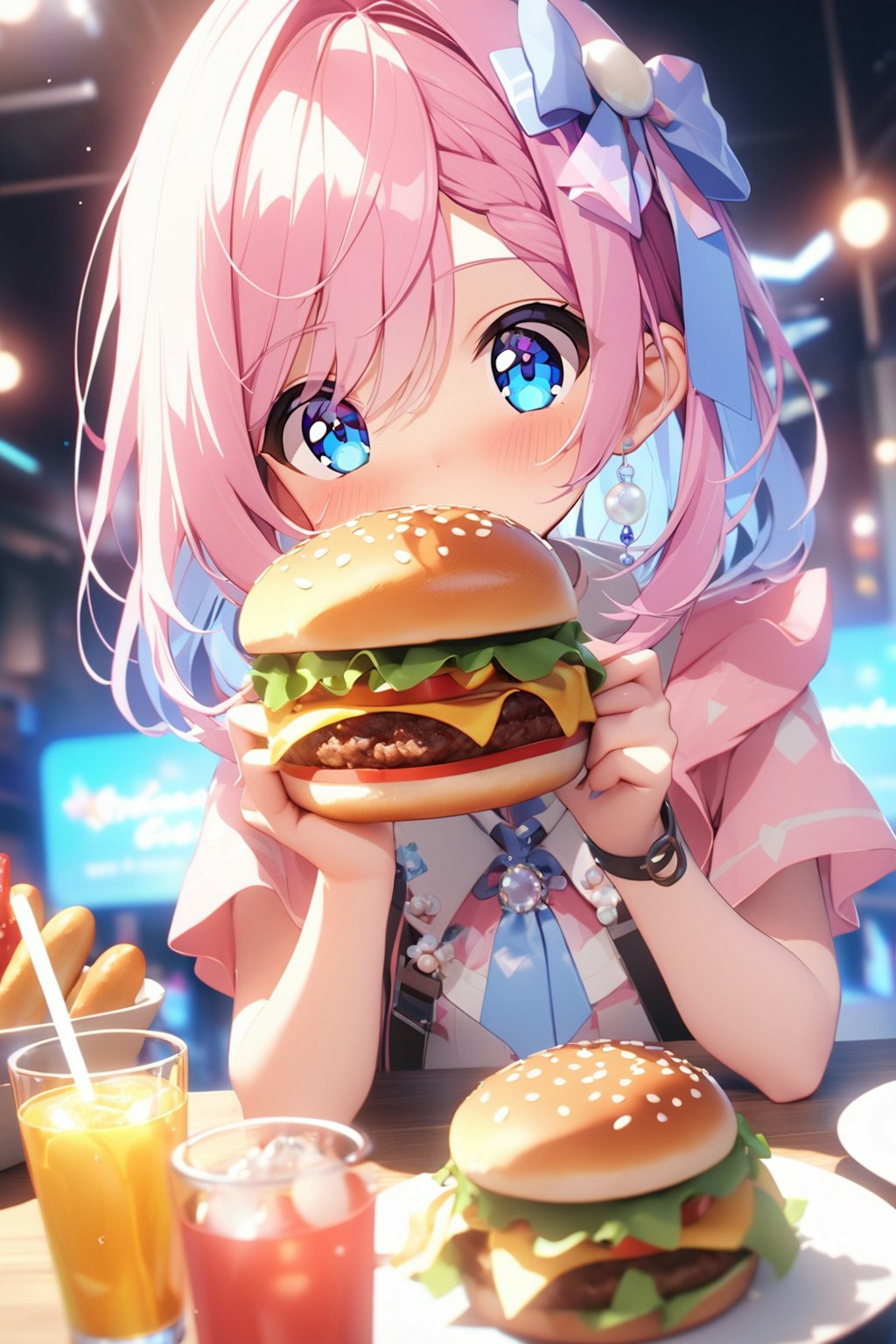 瞳をキラキラさせて🍔