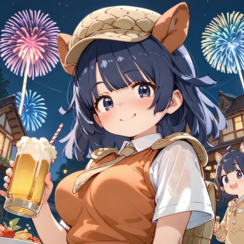 アルマーちゃんと夏祭りビールで乾杯♪