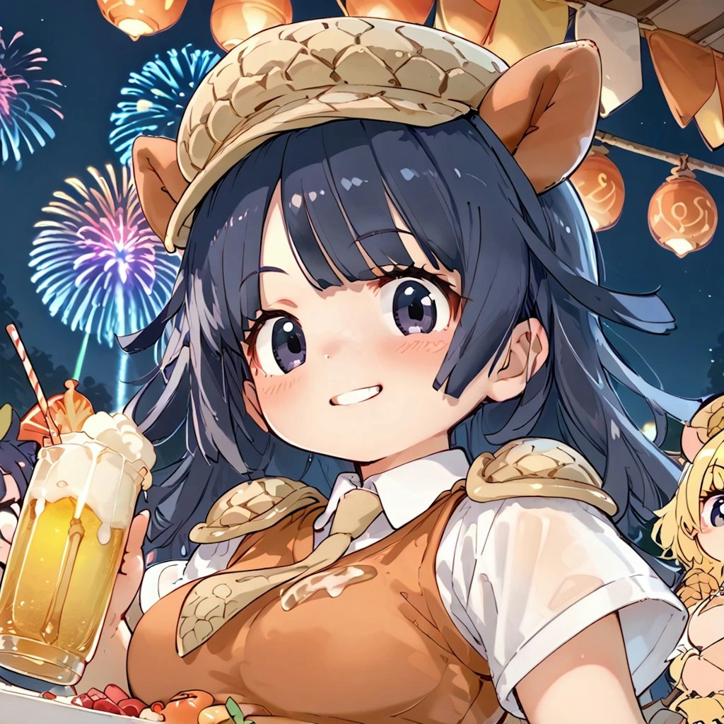 アルマーちゃんと夏祭りビールで乾杯♪