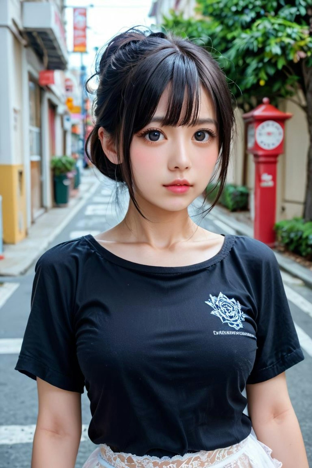 街角黒髪少女