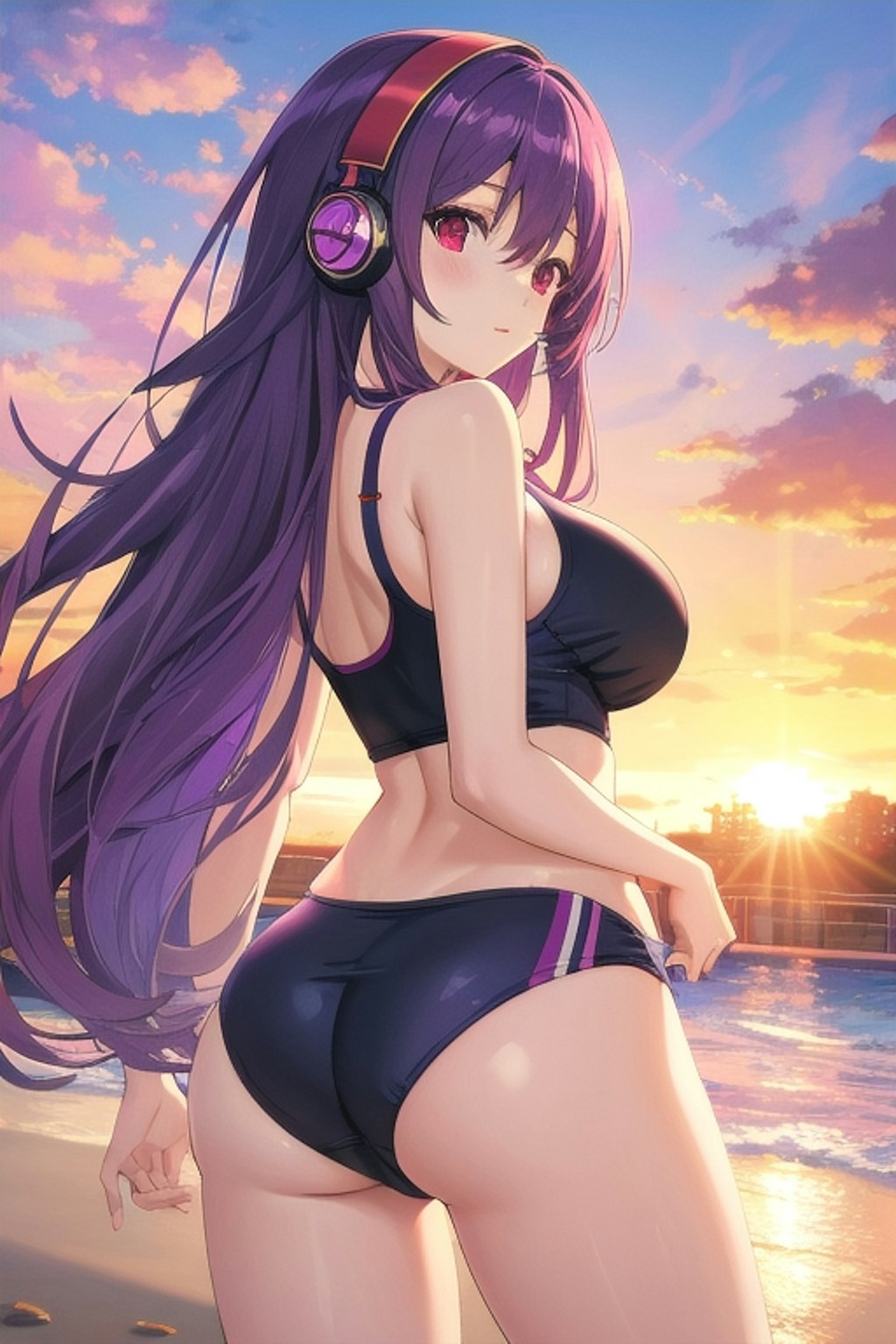紫のスク水さん