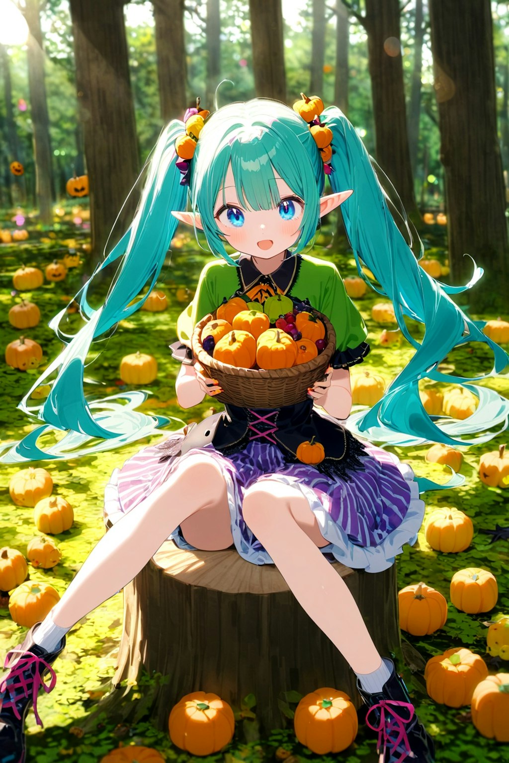 ハロウィンファッションのエルフの女の子