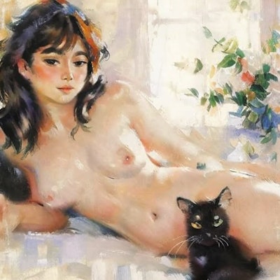 猫と裸婦