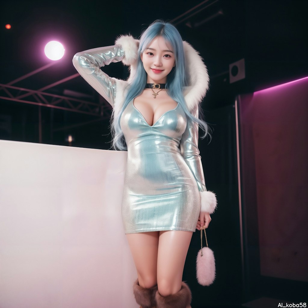 Vol98_pastel color latex Bodycon dress