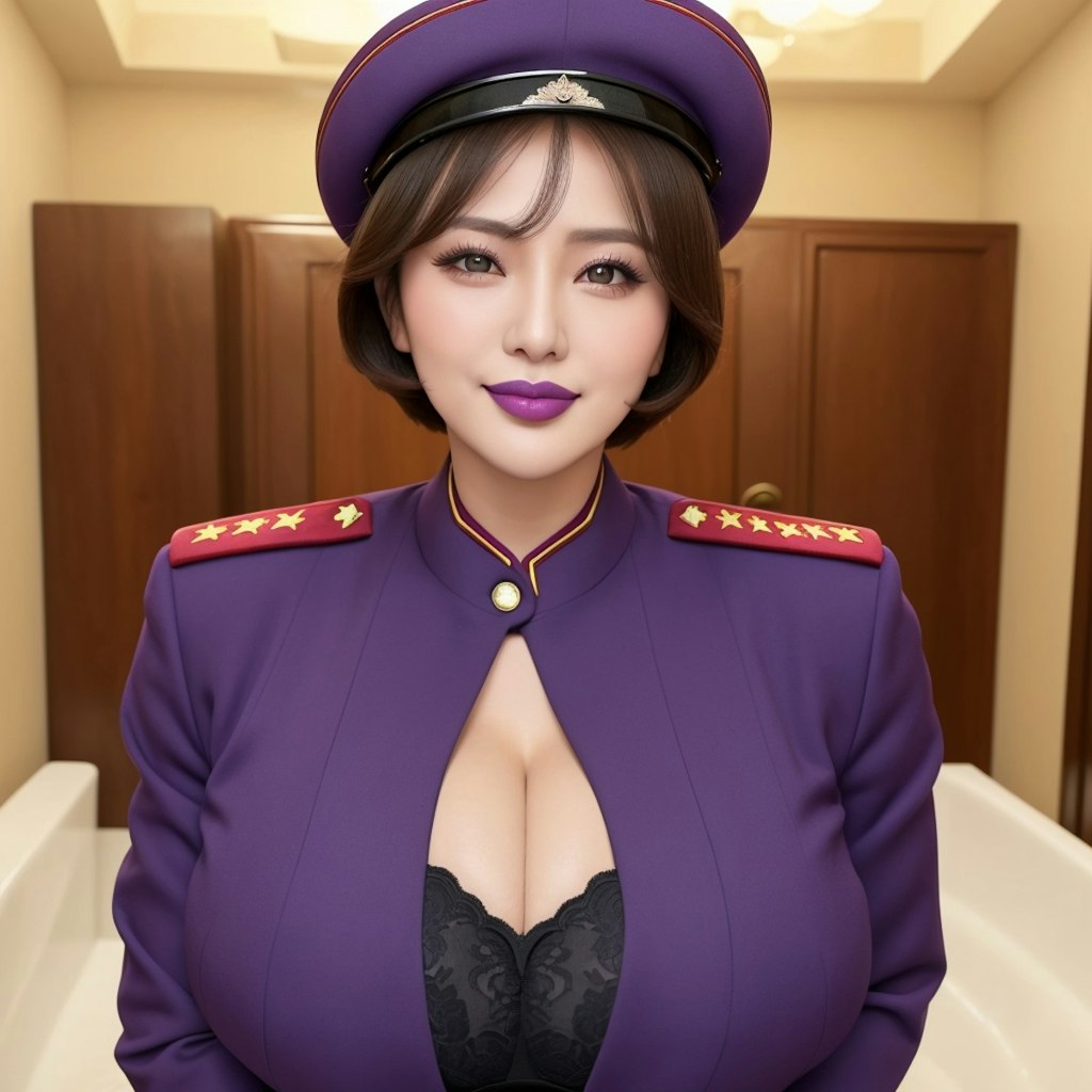 爆乳女士官　誘惑リップ