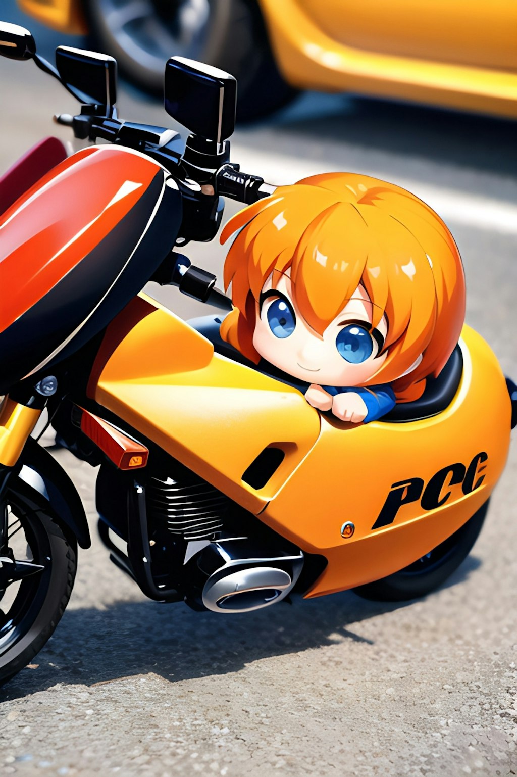 ちびキャラ　バイク娘　フィギュア風。