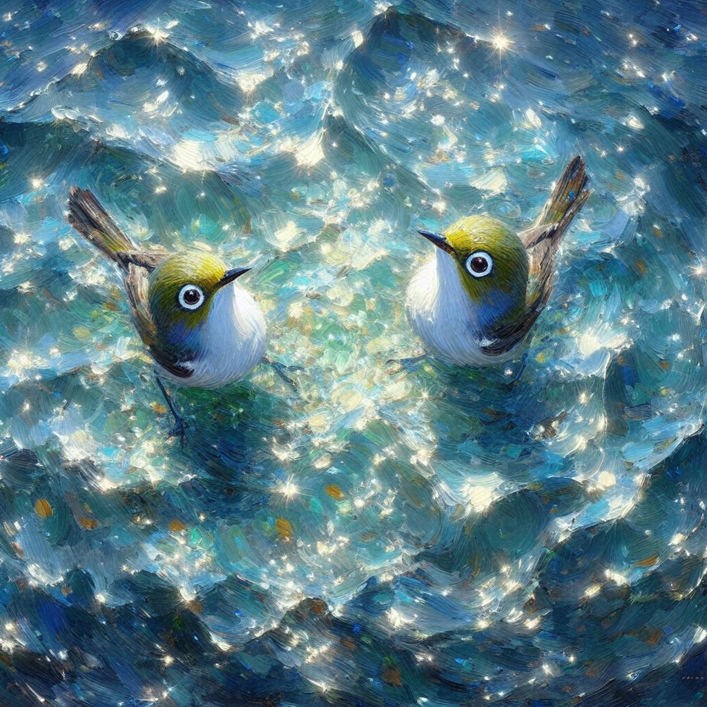 White-eyes in blue water