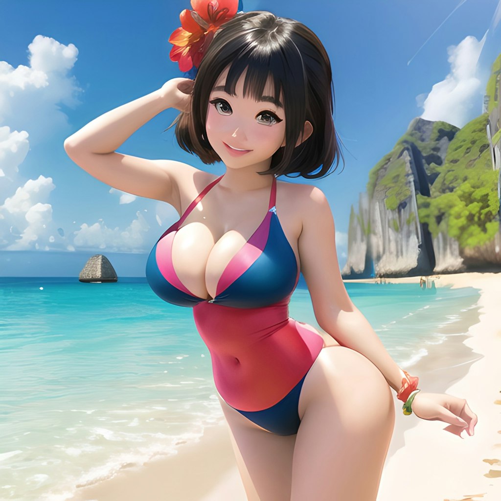Asian cutie on the beach