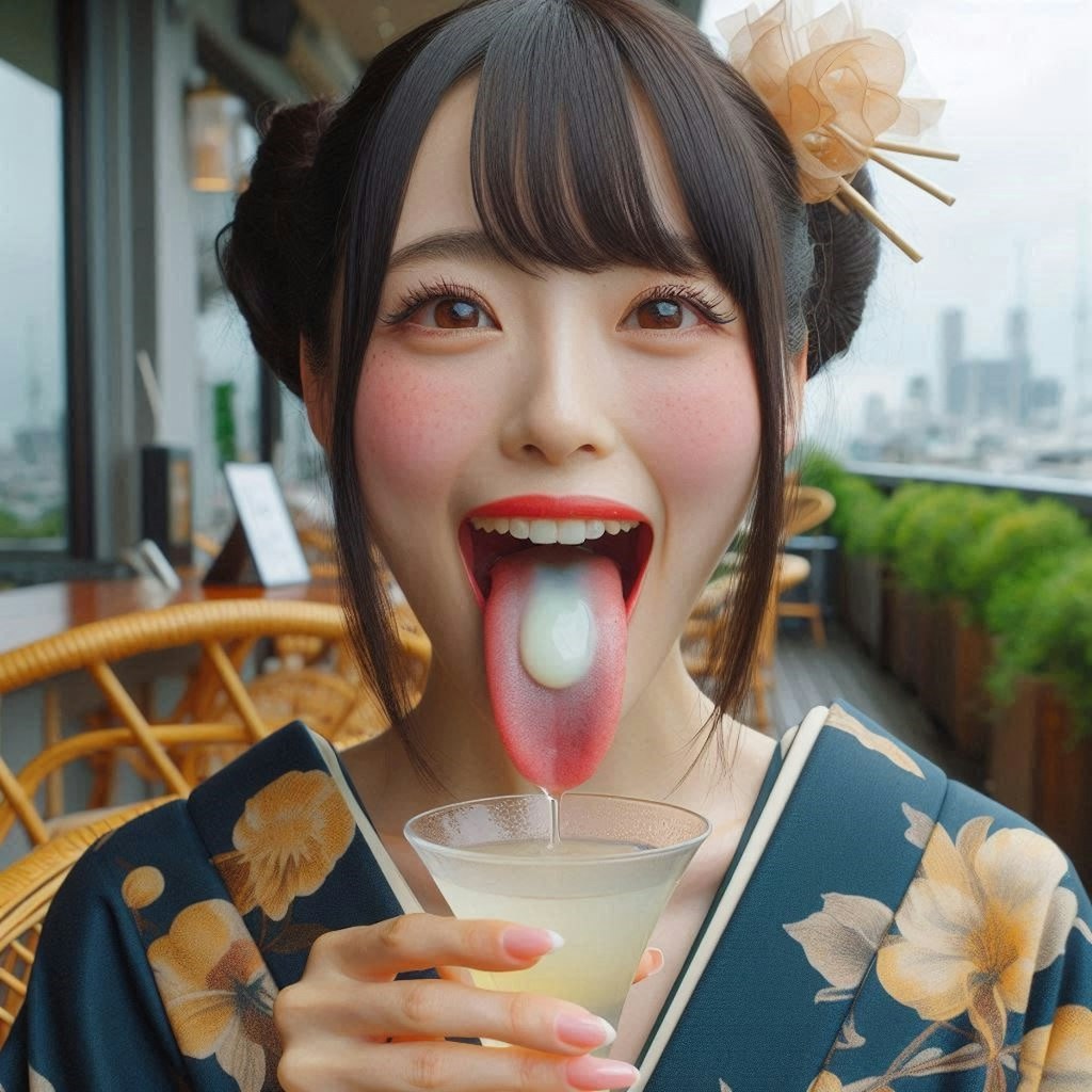 着物美女の精飲