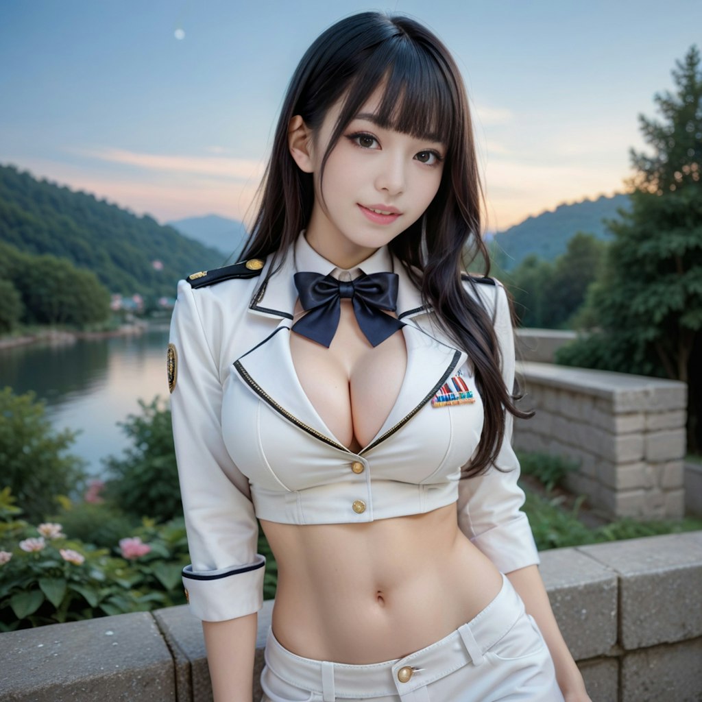 白の軍服の美女