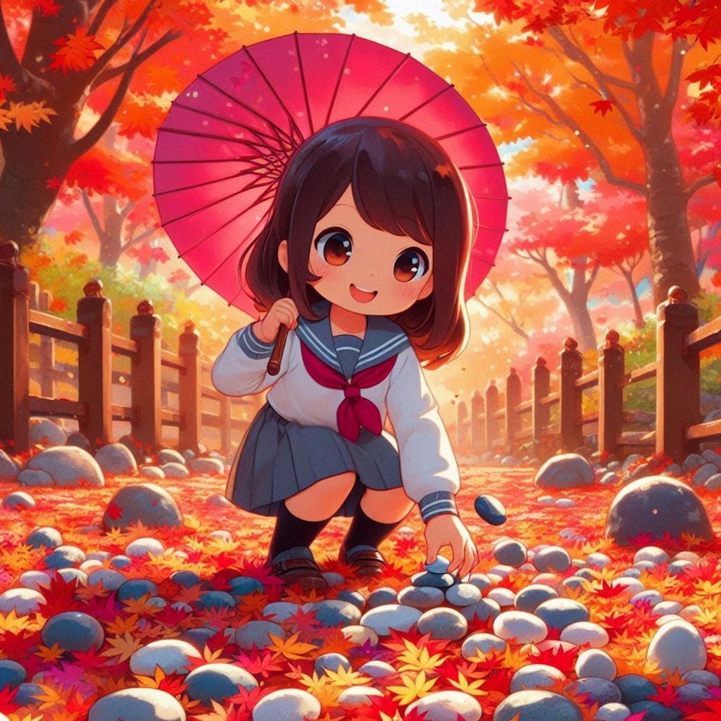 紅葉といしころ