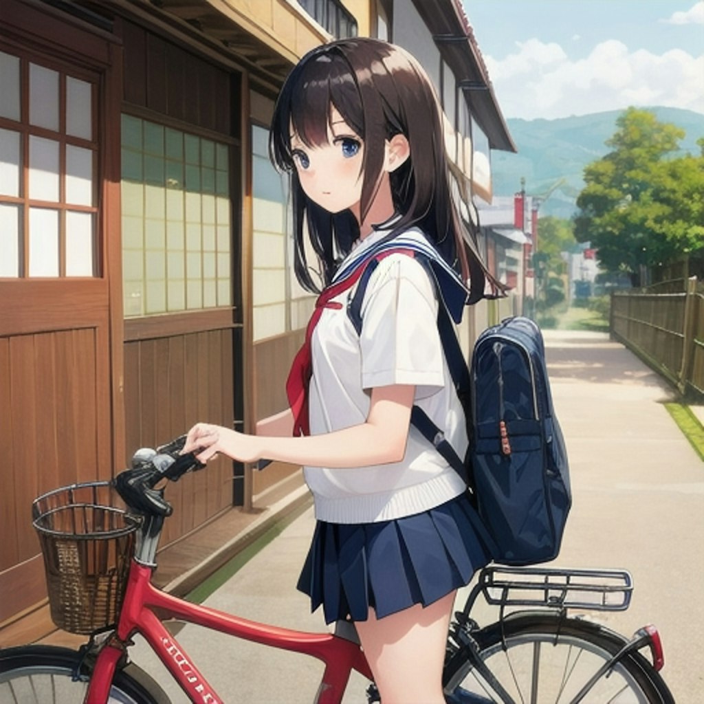 自転車通学(AIイラスト生成機能β版)