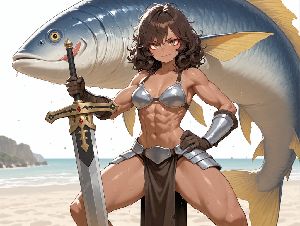 海で巨大魚と対峙