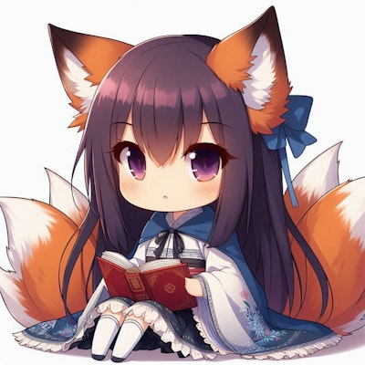 読書をする狐耳少女