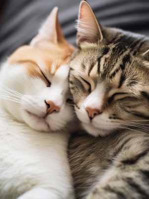 寄り添い寝る猫たち